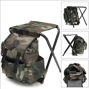 Folding Stool Backpack, 3-in-1 Portable Camping Chair with Storage Bag, Lightweight Oxford Cloth Hunting Fishing Stool, 10L Large Capacity, 200lbs Load-Bearing, Camo Outdoor Backpack Chair for Hiking Travel Picnic