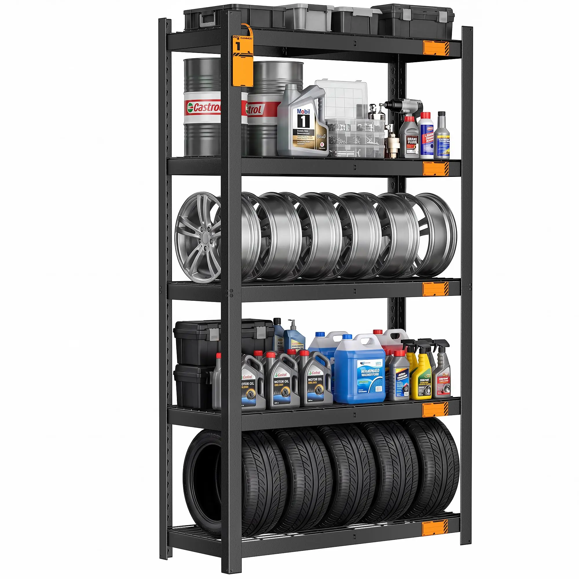 CAMMOO 36''W Storage Shelves, 3500LBS Metal Garage Shelving Unit with Magnetic Lable, Upgraded Structure, Solid Steel, Heavy Duty Adjustable 5 Tier Wire Shelf for Basement, Kitchen, 36"W x 16"D x 72"H
