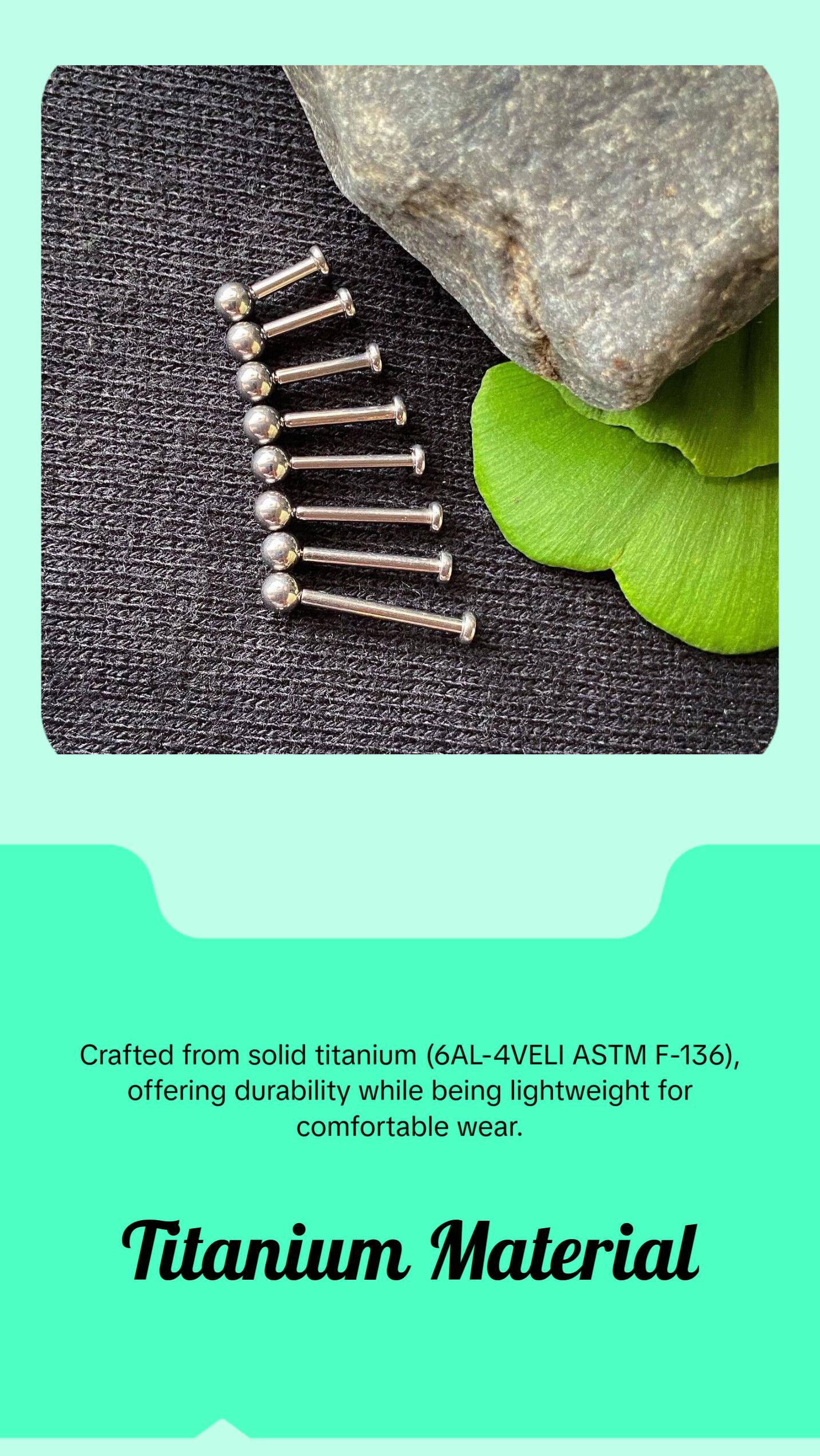 1pc Titanium Push In Ball Labret Threadless Stud Lip Ring Helix Ear Cartilage