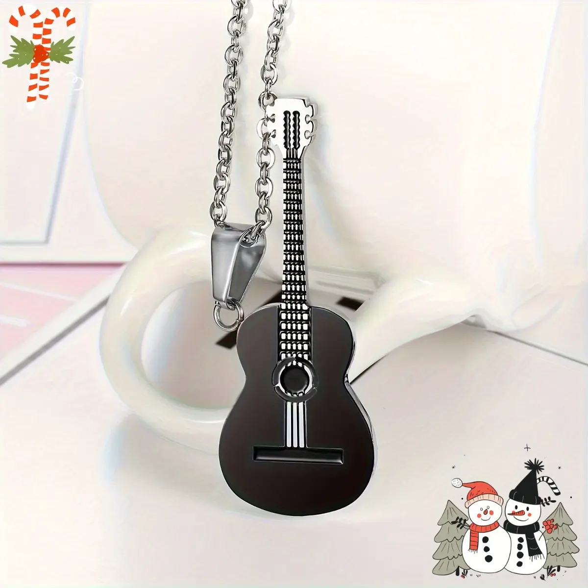 1pc European and American Fashion Unique Guitar Pendant Casual Party Trend Versatile Necklace, Suitable for Daily Wear Jewelry, A Gift for Friends and Family Minimalist Chain Matelasse Chain