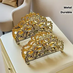 2pcs Cast Iron Floral Design Napkin Holders - Elegant Thanksgiving Table Decor, Durable Metal Paper Towel Storage Clips for Holiday Dining & Home Decor