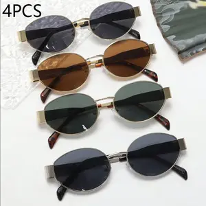 4PCS Oval Shaped Personality Metal Small Round Fashion Glasses Beach Accessories For Women Glasses Shades