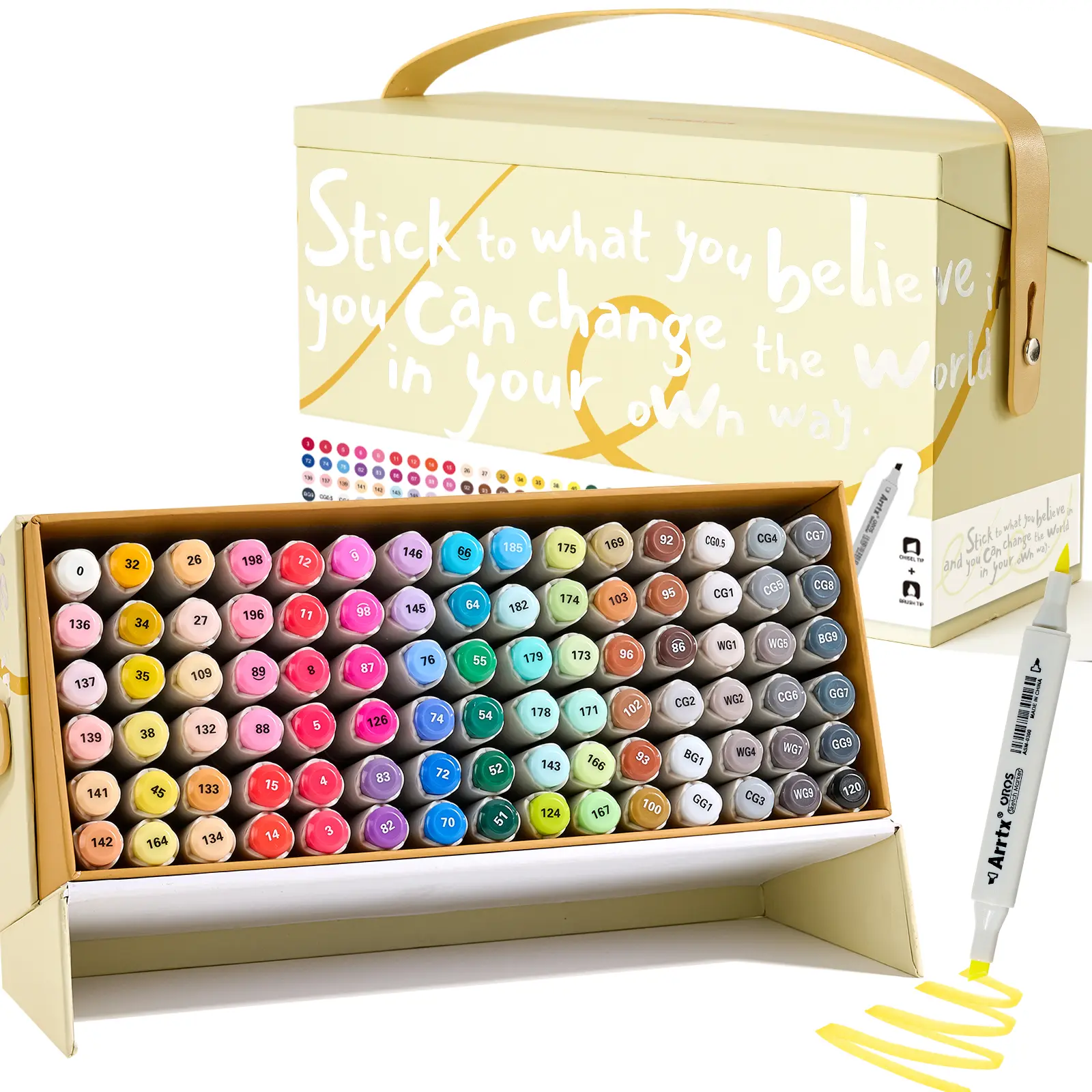Arrtx OROS 90-Color Alcohol Markers, Brush & Chisel Tip Permanent Set, Colorful Marker Set for Artists, Art Supplies for Sketching & Illustration, Art Materials