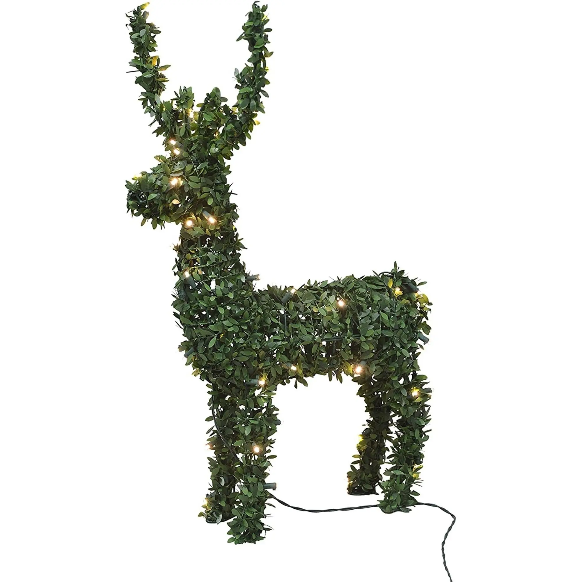 ProductWorks Indoor/Outdoor Artificial Pre-Lit Topiary Yard Decoration, Standing Deer, 32in