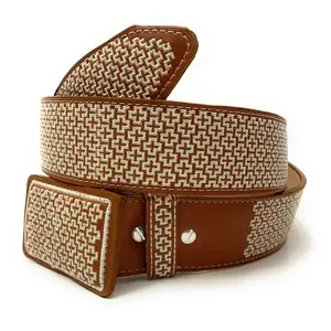 Men’s Western Charro Leather Belt, Pitiado Style Embroidered Vaquero Cowboy Belt
