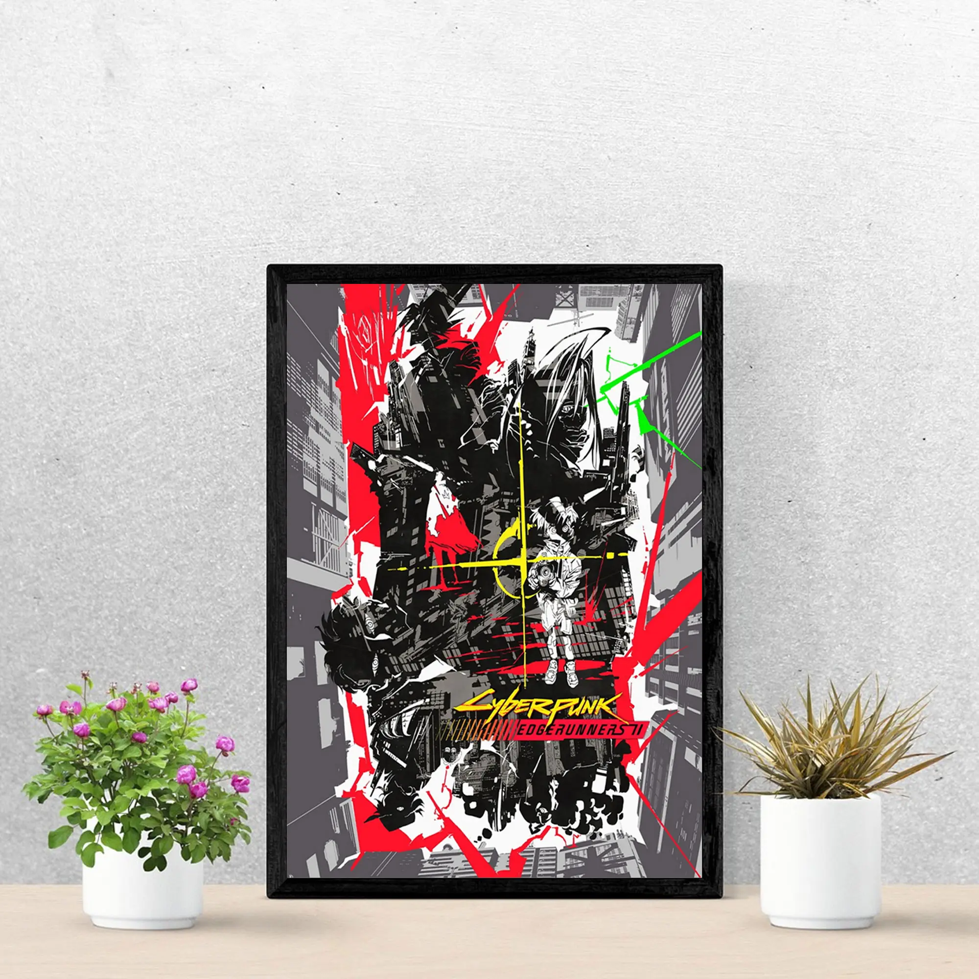 Cyberpunk Edgerunners Graphic No Frame Poster, Minimalist Anime Art Print Wall Decor, Modern Gaming Room Decoration, Gift for Fans