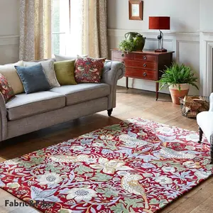 Hand Weave Strawberry Thief Rug, Wool Rug,  and Custom Sizes Available