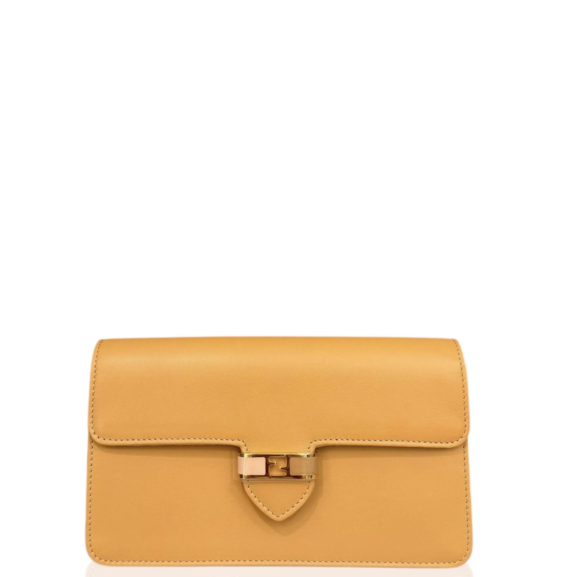 Pre-owned FENDI Leather small leather goods Continental Wallet Calfskin Natural Tan (mx040126c6)