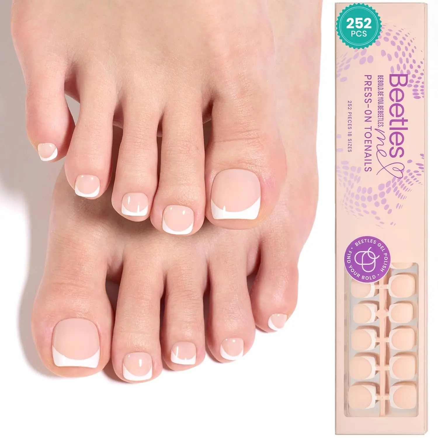 Short Square【Nude】18Sizes 252Pcs Toe Nails