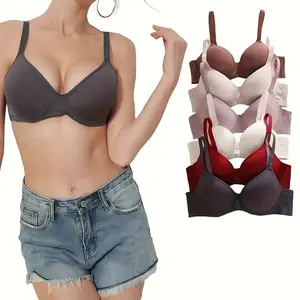 Ultra-Soft Seamless Push Up Bras - Comfortable Casual AttireSupportive T-shirt Intimates for Women - Versatile Value Set in SimpleStyle