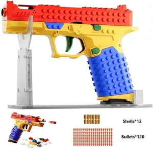 IUOUTG Funny tactical DIY building block handle set, toys for teenagers and adults, parent-child assembly set with display stand, birthday gifts (red/yellow/blue) suitable for children-educational