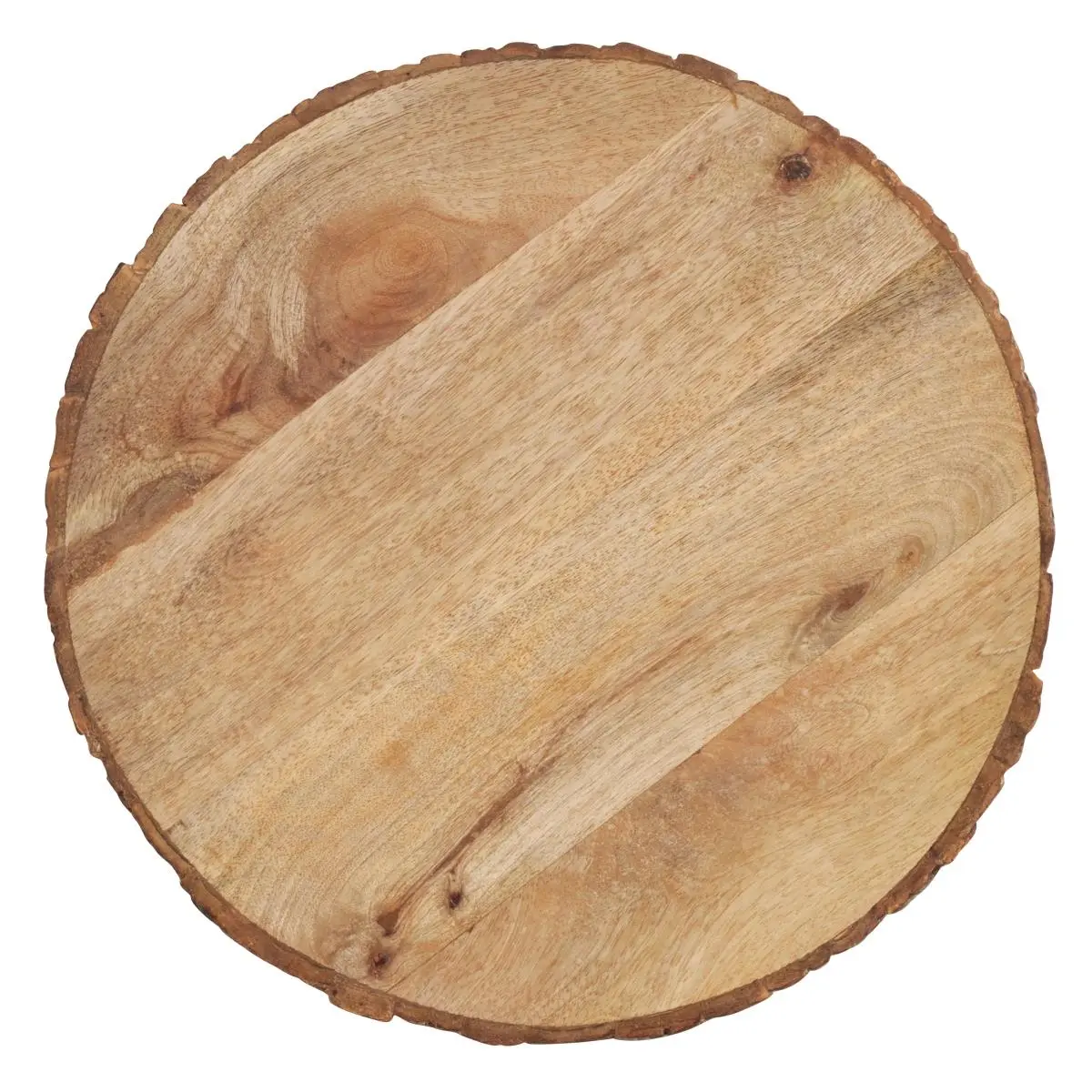 Wooden Plate Sets - 4-Piece Large Round 14 in. Natural Wooden Bark Edge Service Plates for Mountain Cabin Tableware
