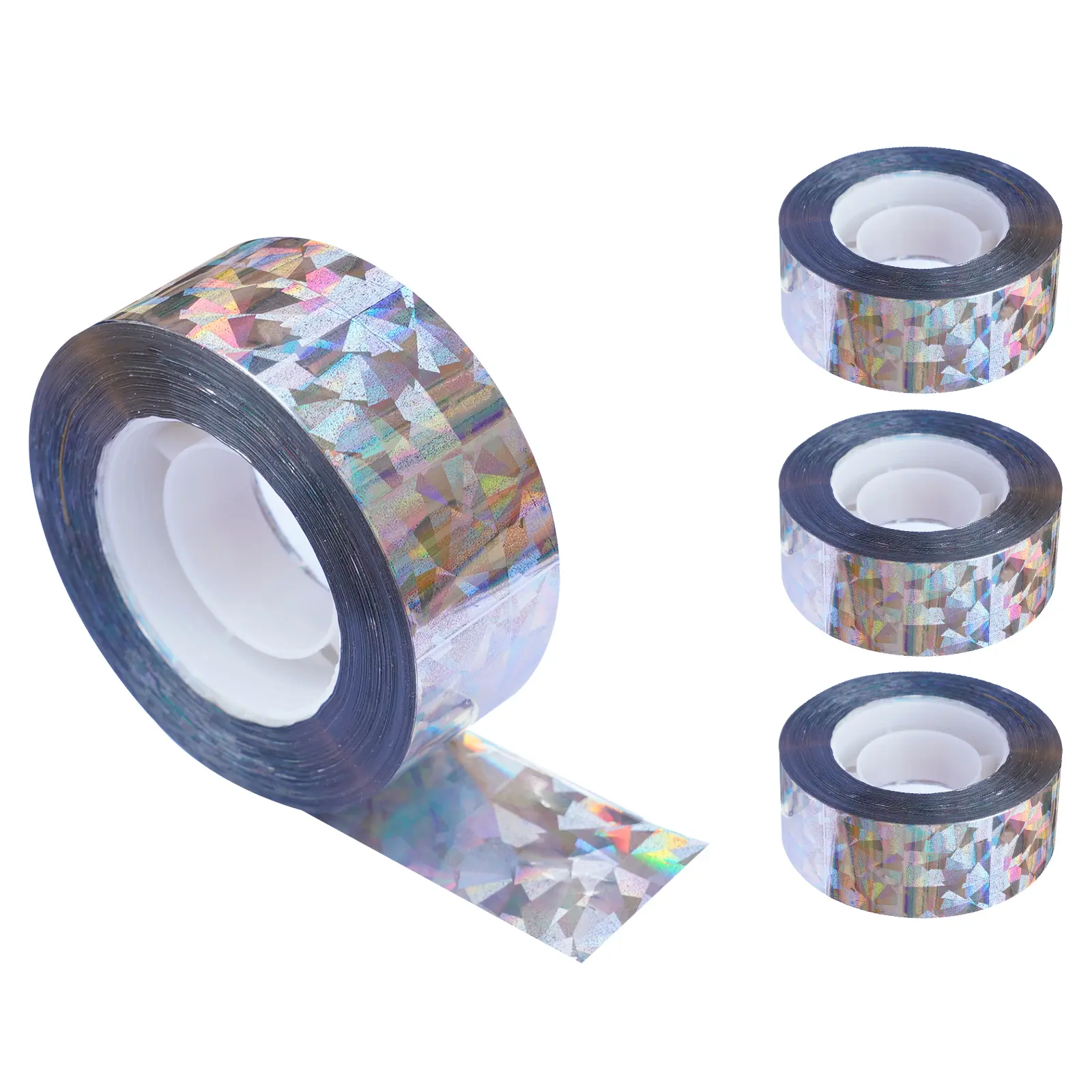 Hibbent 4 Pack Bird Reflective Scare Tapes, Dual-Sided Pigeon Scare Tapes for Garden, Farm, Outdoor, 1048ft Bird Reflective Tape to Keep Away Woodpecker, Blackbirds, Grackles, Herons