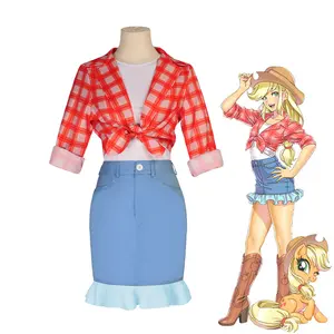 Cowboy Style Orange Cosplay Costume for Girls Apple Themed Roleplay Outfit Comfortable Fabric Full Set Dress Up for Halloween Birthday Party Carnival Comic Convention Kids Teenage