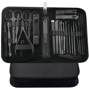 LMMAKE Manicure Set Professional Nail Clipper Kit-26 Pieces Stainless Steel Manicure Kit,Nail Care Tools with Luxurious Travel Case Nail Grooming Kit Present for Men Husband Boyfriend Parent (Black)