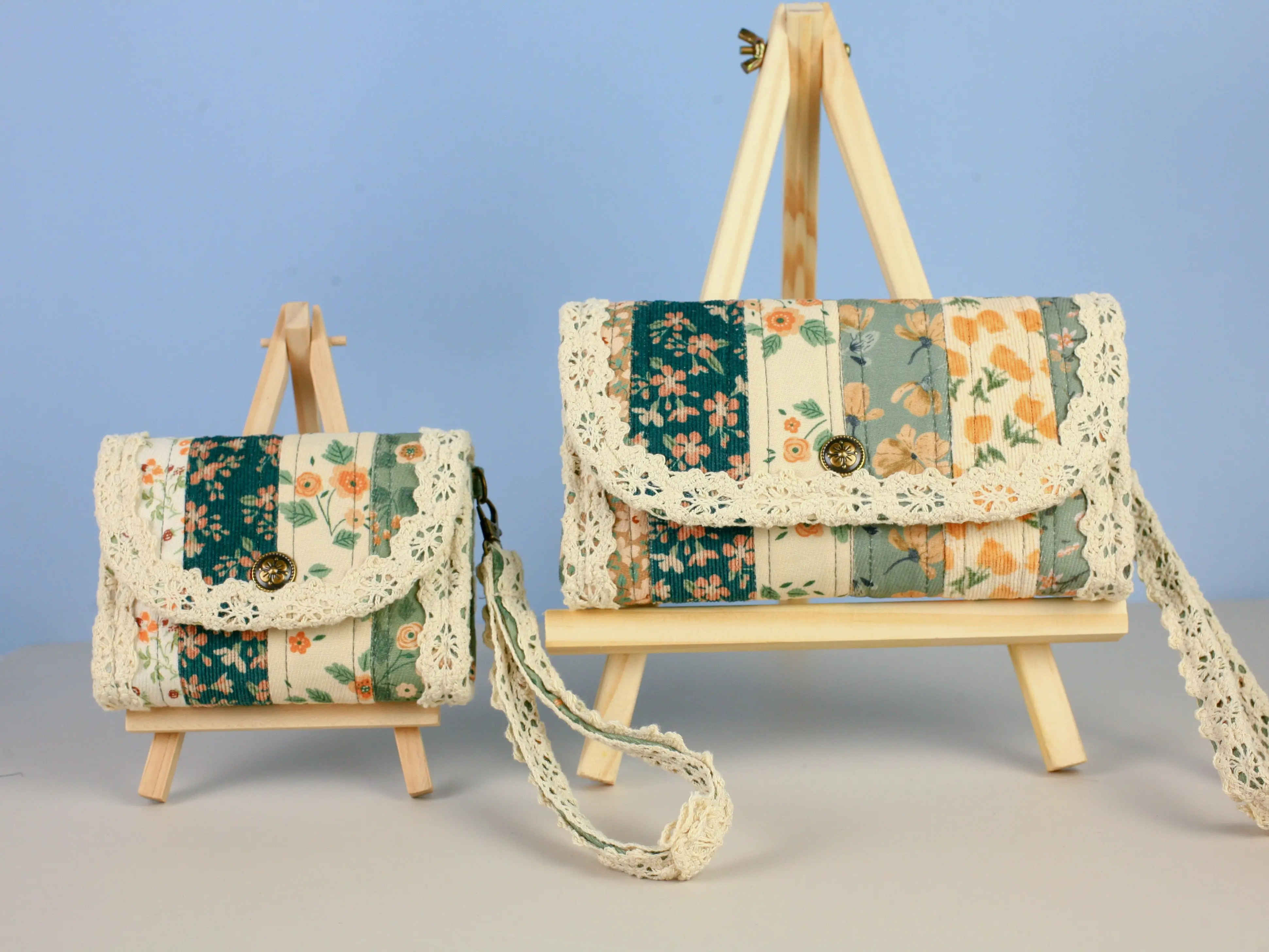 Floral Fabric Wallet, Vintage Envelope Wallet, Card Holder, Handmade Patchwork Quilted Long Purses, 100% Handmade, Gift For Her