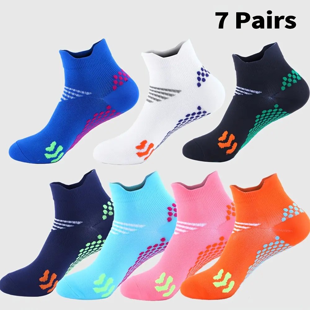 7 Pairs Men's Compression Ankle Socks for Running, Cycling, Gym, Hiking & Multi-Sports - Soft, Breathable & Elastic Design