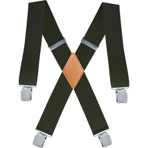 Heavy Duty Mens Suspenders.X-Shaped 2" Wide  Clips Suspenders For Men Women.