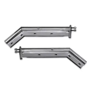Chrome Angled Spring Loaded Mud Flap Hanger Bracket Set 1-1/8" Bolt Spacing 27.5" Length Fit For Semi Trucks, 2PCS