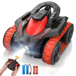 Eulogia RC Tracked Tank, Remote Control Stunt Car, 360-degree Upright Rotations, Multi-Driving with Headlight, All-Terrain Car Toys as Birthday Christmas New Year Gift for 5-12 Kids Boys Girls (Red)