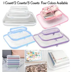 Clear Storage Box Set, 1/2/3 Counts/Set Large Capacity Zipper Storage Box, Portable Storage Organizer for Skincare, Clothes, Travel Toiletry Bag, Space Saver Organizer, Organizational Zipper Storage, Multiple colors available, Organizer
