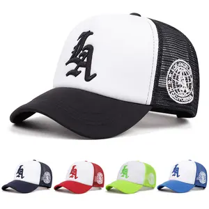 LA Letter Side Earth Embroidery Men Baseball Cap Trucker Cap Fashion Breathable Mesh Cap For Women Adjustable Hip Hop Snapback Cap