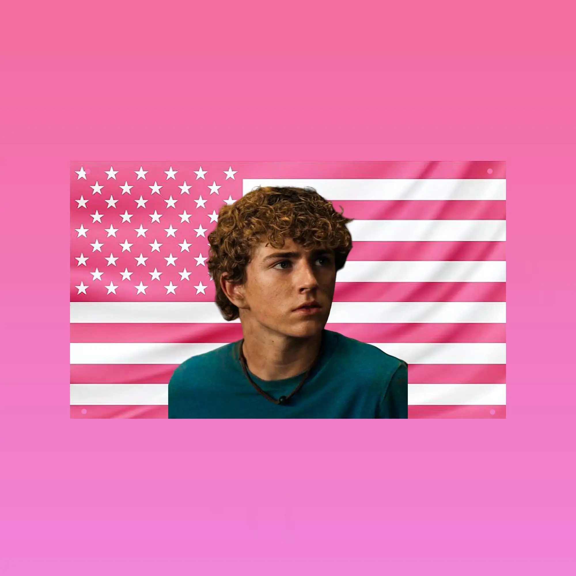 Walker Scobell Pink USA Flag |   Percy Jackson PJO Tapestry |   Cute Actor Wall Decor |   Aesthetic Walker Scobell Banner