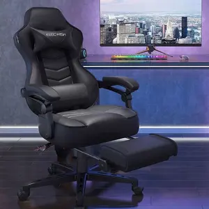 ELECWISH Ergonomic Gaming Chair, Recliner with Footrest, 5-Wheel Racing Swivel Seat