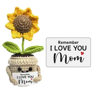 Mini Gifts for Mom, Mom Gifts from Daughters Remember I Love You MOM, Handmade Crochet Cute Small Sunflower Gifts, Gift for Mom from Daughter, Son, Mothers Day for Mom
