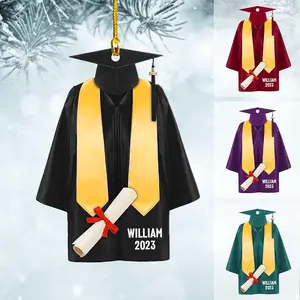 Personalized Graduation Christmas Ornament Customization Wood Plastic Ornaments for Xmas High School College Bachelor Master's Degree PhD