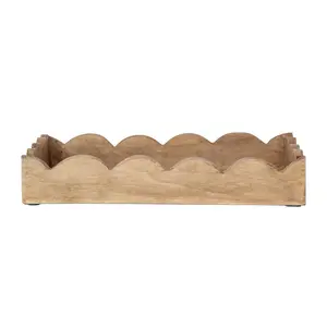 Mango Wood Scalloped Tray, Natural