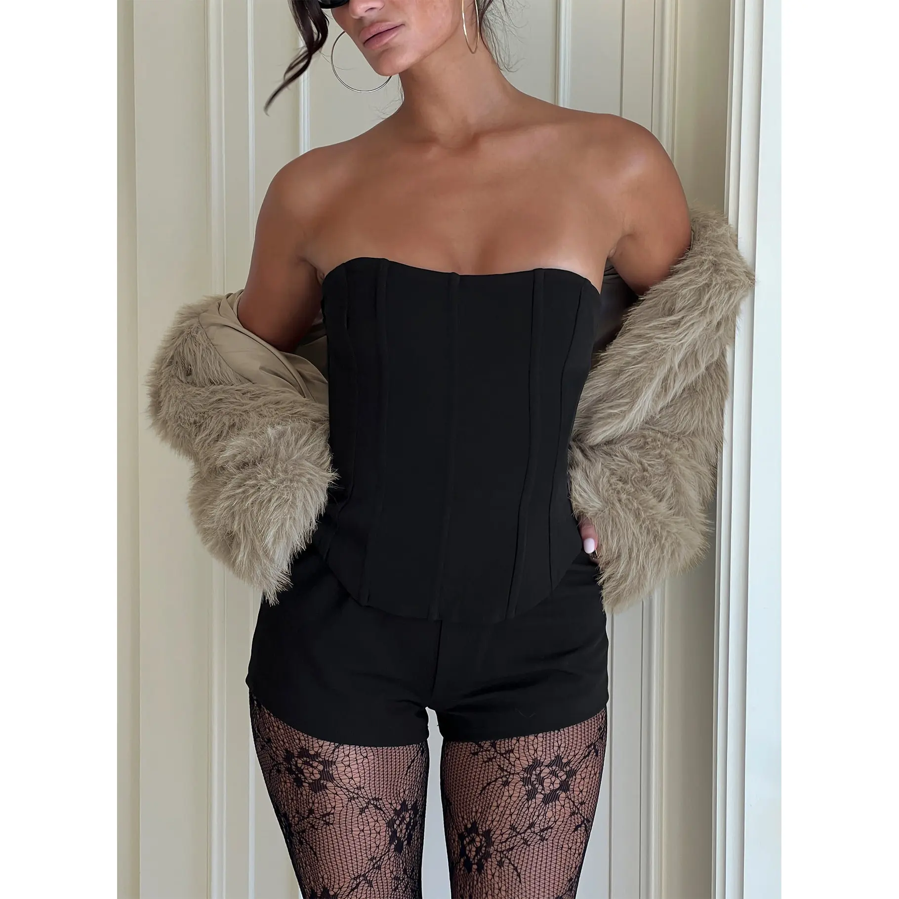 Louisah Corset Romper Black