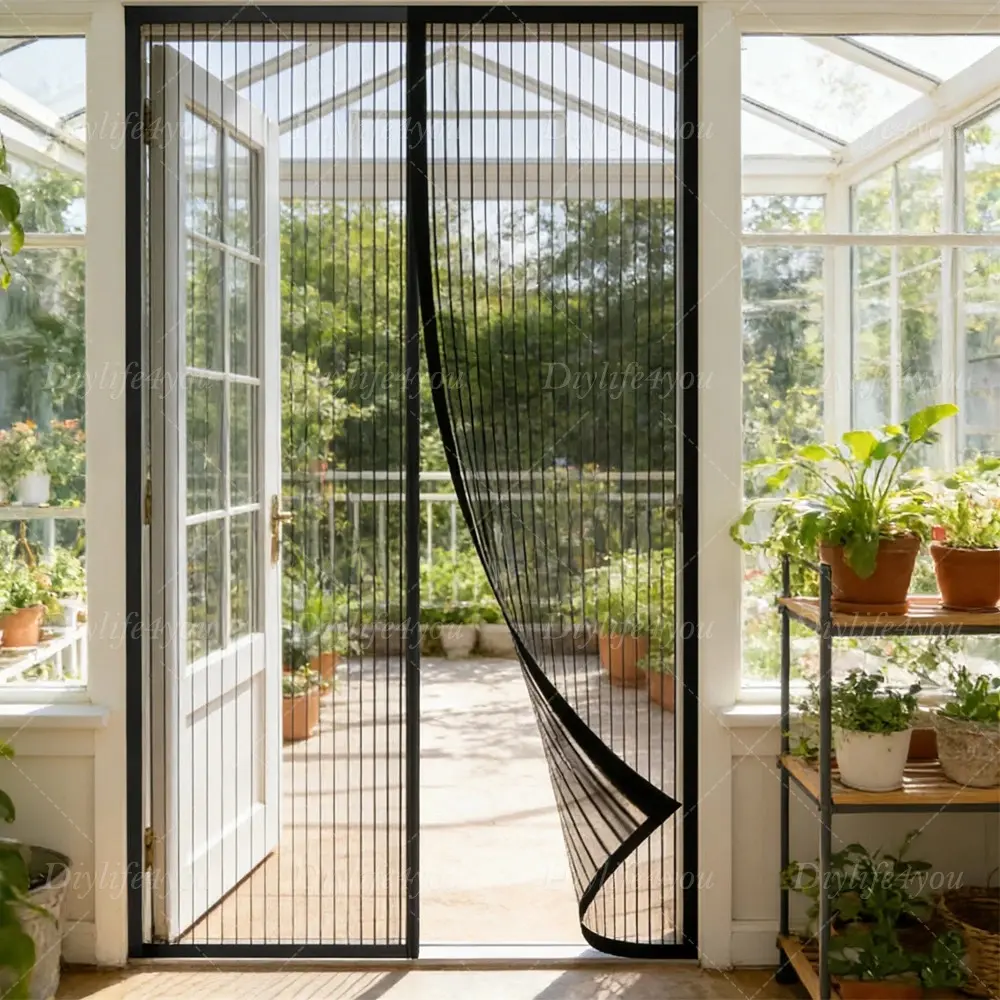 Magnetic Screen Door Mesh Curtain Hands Free Mosquito Net Durable Bug Insect Fly Screen Easy Install Magnetic Door Curtain