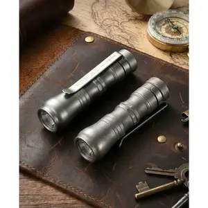 Mulight EDC Titanium Alloy Mini High Lumen LED Flashlight, 3-Mode Waterproof Portable Torch, Outdoor Emergency Tool with Crag Knife, Compact Steel Fork, Hook for Camping, Hiking, High Lumen Flashlight