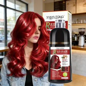 10-in-1 Red Herbal Shampoo Hair Dye Haircare (Suitable for Both Men & Women) – Infused with Ginger & Ginseng Extracts, Instantly Covers Gray Hair, Instant Gray Coverage, Gentle Hair Care That Won’t Harm Scalp, Refreshing & No Side Effects