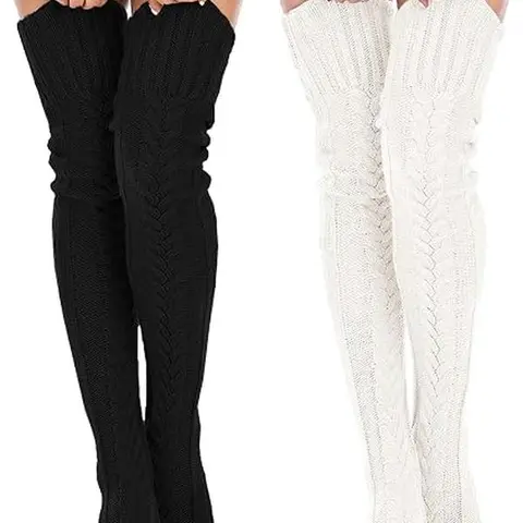 Women's Cable Knit Thigh-High Socks - Winter Boot Stockings, Extra Long Over-Knee Leg Warmers for Daughter, Girlfriends - Knitted Fabric for Layered Look, Athletic Chic Sports Accessories