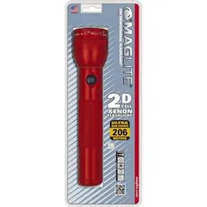 Maglite Industrial-Tactical Flashlight - Krypton Bulb, Red Aluminum Body, 27 Lumens, Industrial Use, 2 D Batteries Not Included (S2D036)