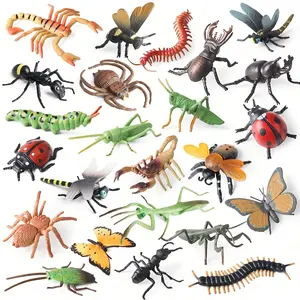 24pcs Realistic Mini Insect Toy Set with Ants, Beetles, Bees, Flies & more - Crawling Bugs for Classroom Prizes, Party Favors, for halloween Decorations, Educational Collection for Kids, Figure Set