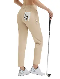 baleaf Women's 27" Golf Pants with Belt Loops Zipper Pockets UPF 50+ Stretchy Travel Work Trousers Casual Business Teacher School