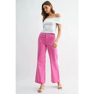 Mica Denim High Rise Wide Leg Double Button Colored Jeans