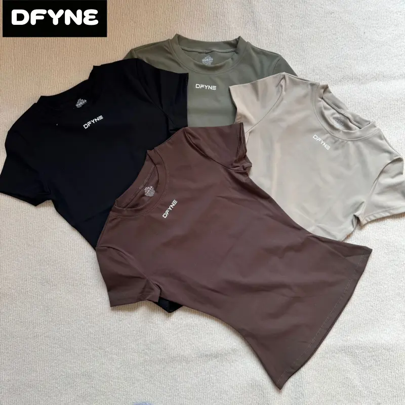 Dfyne Compression Shirt for Women, Seamless Short Sleeve Slim Fit Top with Hourglass Contour, Moisture-Wicking for Gym & Upper Body Workout, Tops For Women, Shirts For Women, Compression Shirt Women