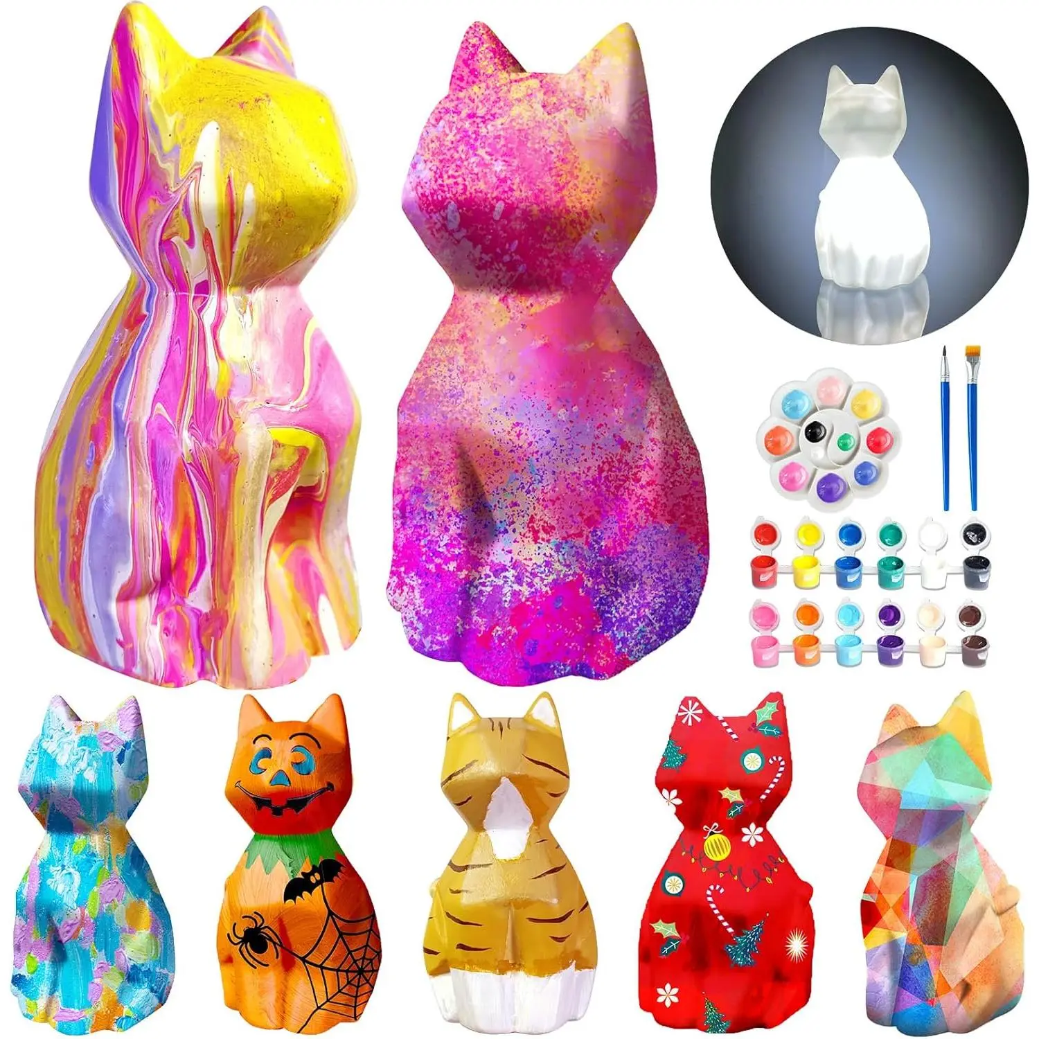 DIY Cat Lamp Painting Kit - Customizable & Decorative Lighting, Kids' Arts and Crafts, Animal-Themed Gift for 8-12 Years/Ages 8+ (Toys & Hobbies, Games & Puzzles, Board Games)
