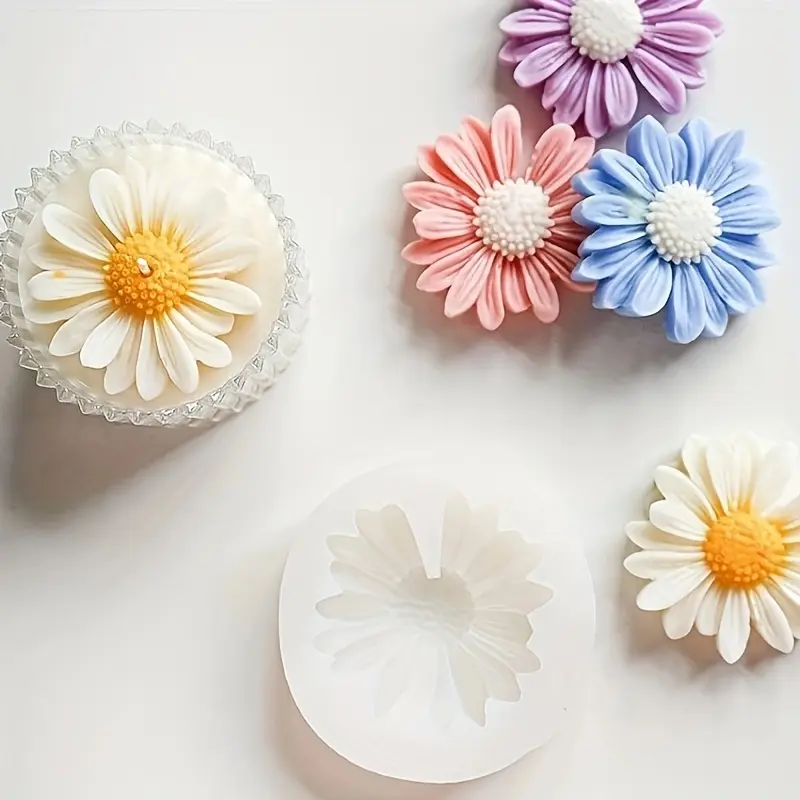Daisy & Sunflower Silicone Molds, Set of 1 or 2 Flower Shapes, for Handmade Crafts, Candle Making Supplies, Gypsum Projects, Home Decor