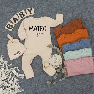 Personalized Modern First + Middle Name Baby Bodysuit And Hat Set, Matching Family shirt,Mom and me clothes,