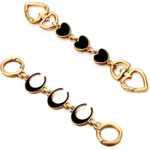 2Pcs  Extender Chain Heart Moon Purse Strap Extenders for Handbags Purse Extender Chain Gold Chain Purse Strap Replacement Black Purse Accessories  Charms for Handbags Purse Christmas Gifts bag