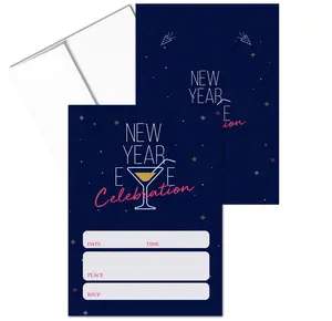Stonehouse Collection New Year's Eve Party Fill In the Blank Invitations, 25 Pack with Envelopes, Double Sided
