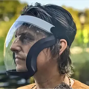 Transparent Visor - Adjustable Full-Face Protective Shield - Durable Plastic Safety Mask - Heat & Impact Resistant for Work, Kitchen, and Outdoor Use with Easy Drawstring Closure