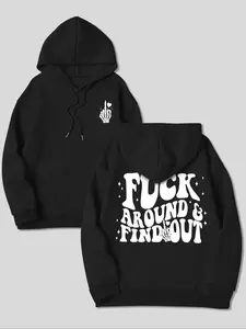 Women's Letter Print Drop Shoulder Gothic Printed Hoodie, Fashion Casual Drawstring Pocket Hooded Sweatshirt for Daily Holiday Outdoor Wear, Women Clothing for Fall & Winter, Gothic Style Hoodie, Drawstring Pocket Hoodies, Graphic Hoodie