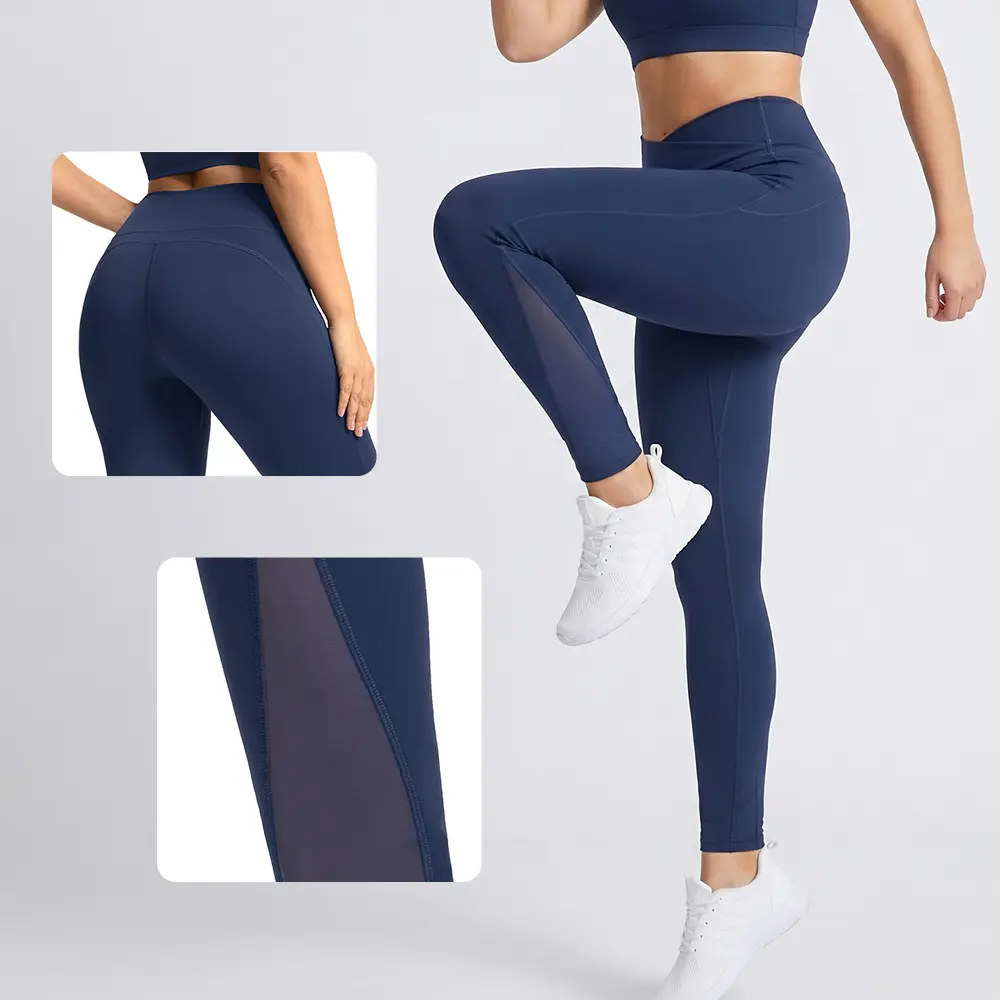 HSIA Aura Womens Crossover High Waisted Yoga Pants Cooling Quick Dry Leggings with Mesh Splicing Slimming Workout Tights Plus Size M-4XL