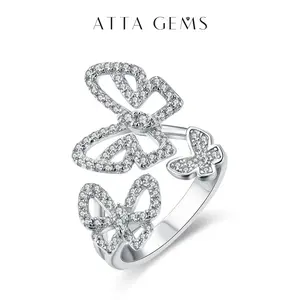 Butterfly Synthetic Moissanite Ring D VVS1 for Women Wedding Gift Birthday Fine Jewelry Gift  R109